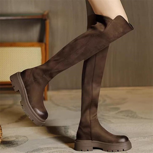 2026春冬新款隐形内增高9厘米 鹿皮绒厚底加绒高筒过膝时装靴B713