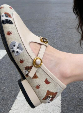 2026春季新款隐形内增高4厘米 舒适圆头丁字扣卡通玛丽珍单鞋B791