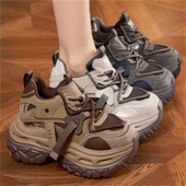 隐形内增高12厘米真皮拼透气网纱厚底圆头休闲鞋 2026春季 新款 B768