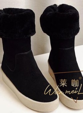 隐形内增高8厘米 冬季保暖 防水台 中筒靴雪地靴莱咖女靴3952k