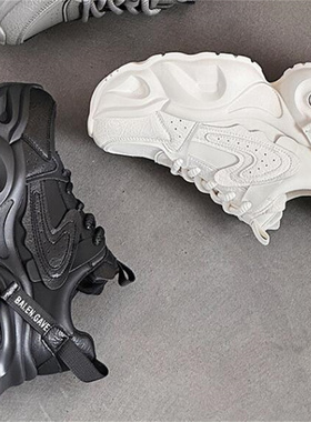 2026秋季新款隐形内增高8厘米 真皮厚底圆头老爹鞋坡跟休闲鞋B239