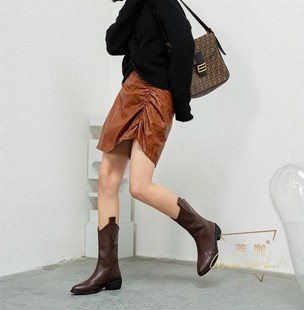 头层牛皮 莱咖女鞋 舒适坡跟 尖头百搭 7721K 时尚 隐形内增高8厘米