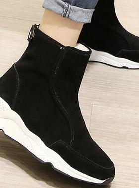 2026冬款隐形内增高7厘米 羊皮毛一体后拉链 雪地靴短靴女靴3702k