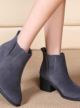 2026春款隐形内增高9厘米 松紧口 超高跟 磨砂牛皮 短靴女靴5038k