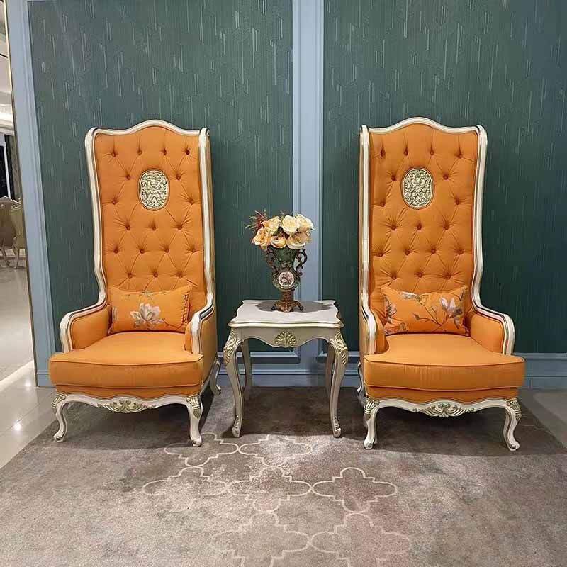 美式 乡村实木雕花造型椅展厅售楼处休闲 会所酒店大堂高背形象椅