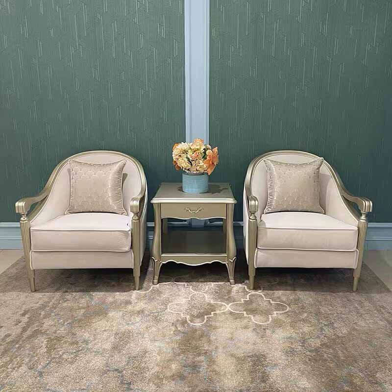 美式乡村实木休闲椅现代客厅布艺沙发椅卧室书椅懒人椅欧式老虎椅