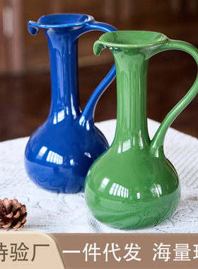 欧式高级感ins创意陶瓷花瓶奶壶家居客厅餐桌装饰品摆件一件代发