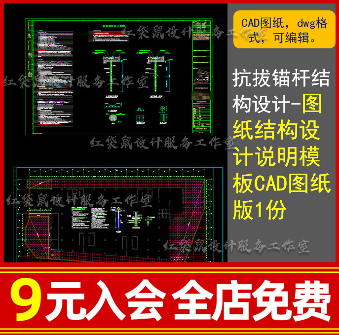 抗拔锚杆结构设计说明CAD图纸版本模板实际案例1份怎么样,好用不?