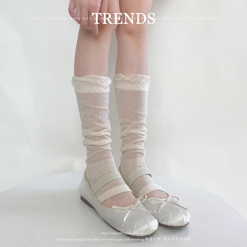 泡泡口踩脚款~百搭芭蕾风小腿袜