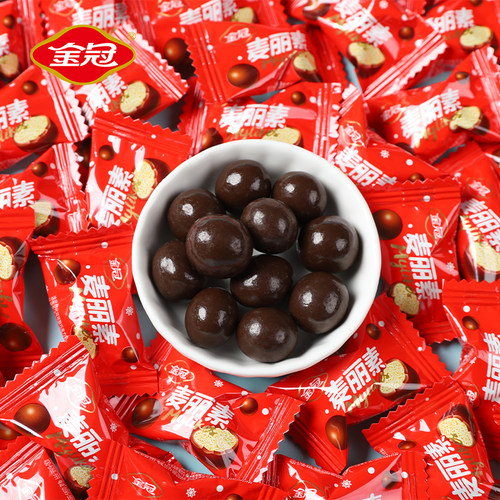 金冠麦丽素牛奶夹心巧克力豆500g约180结婚庆喜糖果年货零食散装 - 封面