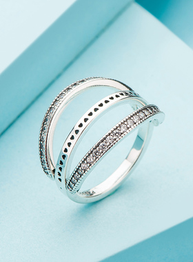 pandora 潘多拉925银戒指 玫瑰金戒指叠戴 197404CZ