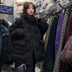 超好看欧货大版加厚羽绒服女中长款2023新款冬季连帽时髦洋气工装