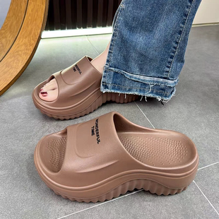 2026新款 露趾拖鞋 女厚底增高6CM防滑轻便外穿时尚 休闲一字带凉鞋