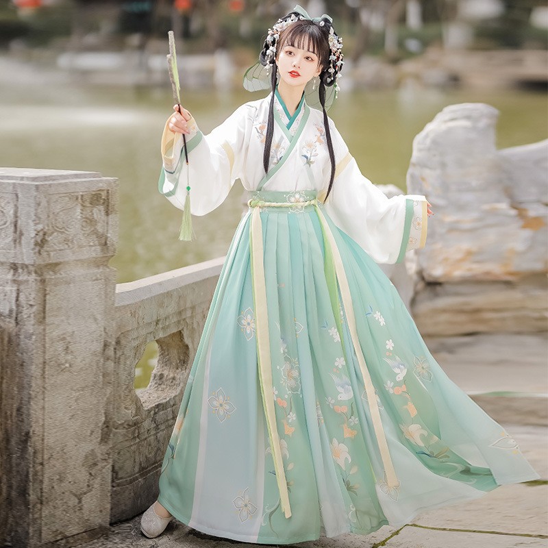 【四时春】魏晋制汉服三件套女款古风交领齐腰襦裙晋制改良汉服