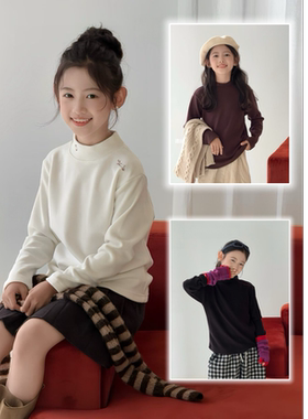 大E小e童装2025秋冬款男女童爱心字母刺绣半高领发热绒打底衫9962