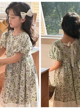 叫我格格童装2024夏季新款韩版女童圆领印花儿童棉布连衣裙57635