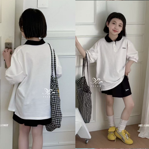 品牌童装女童夏款中大童polo衫