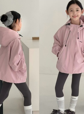 嗨大E小E童装2025秋季新款儿童连帽高级感冲锋衣外套中大童25886