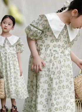 牛哆哆童装2024夏款女童洋气娃娃领公主裙儿童泡泡袖连衣裙98020