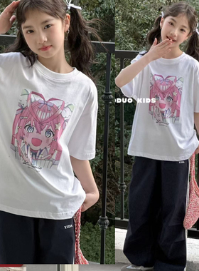 牛哆哆童装2025夏款女童卡通短袖T恤中大童休闲百搭夏天衣服55129