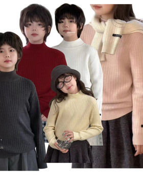G＋童装2025冬新品韩版男女儿童基础款半高领纯色羊毛衫毛衣52878