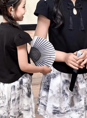 叫我格格童装2024夏季新款女童国风套装裙儿童新中式马面裙57920