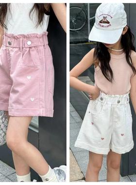 叫我格格童装2024夏款儿童休闲五分裤夏款韩版女童爱心短裤79217