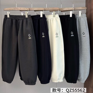 牛哆哆童装2025冬款男女童一体绒字母刺绣休闲卫裤儿童束脚裤5556