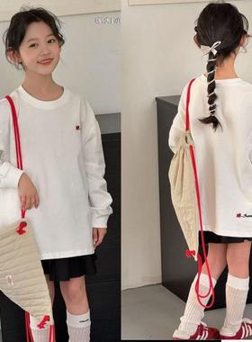 嗨大E小E童装2025春新款男女童时尚宽松长袖T恤儿童韩版上衣25056