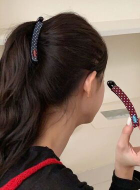 韩系复古简约波点香蕉夹马尾发夹女实用百搭发卡竖夹后脑勺头发饰