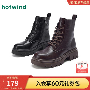 靴子女鞋 增高厚底短靴百搭工装 子 新款 热风黑色马丁靴女2025年秋季