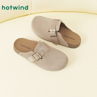 热风棕色勃肯鞋女鞋2026年春秋新款女士休闲复古软木拖包头拖鞋
