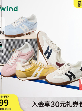 热风百搭德训鞋女2026年春季新款休闲鞋薄底运动女鞋子H11W26101