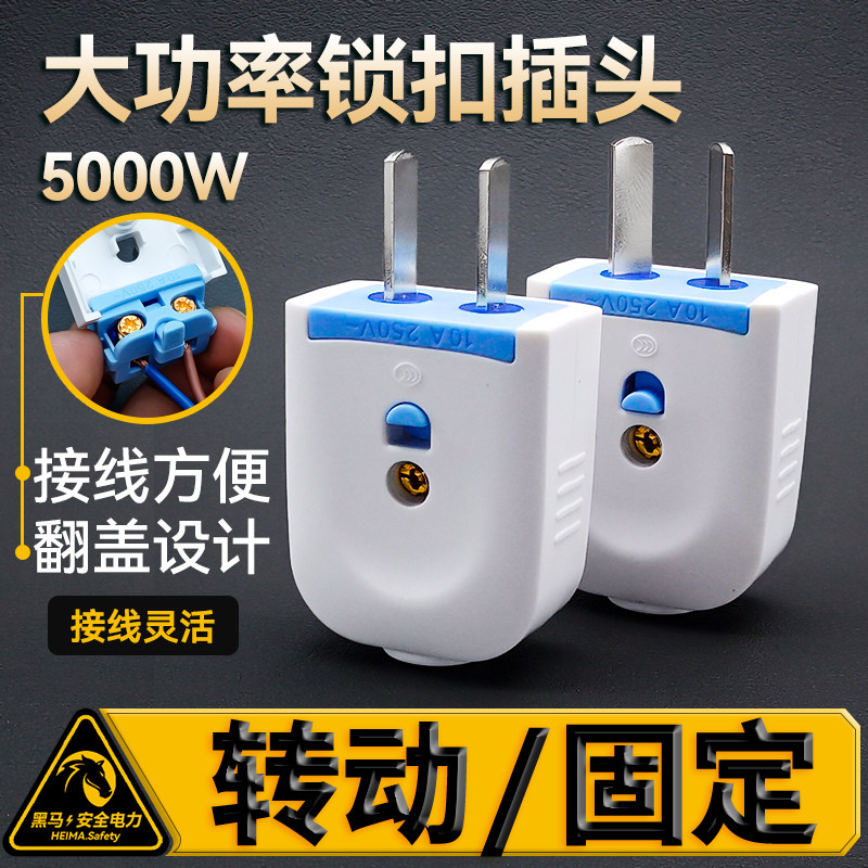大功率纯铜二脚插头耐高温阻燃