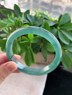 危地马拉天然翡翠老坑高危冰种蓝水正装正圈手镯58-59圈口