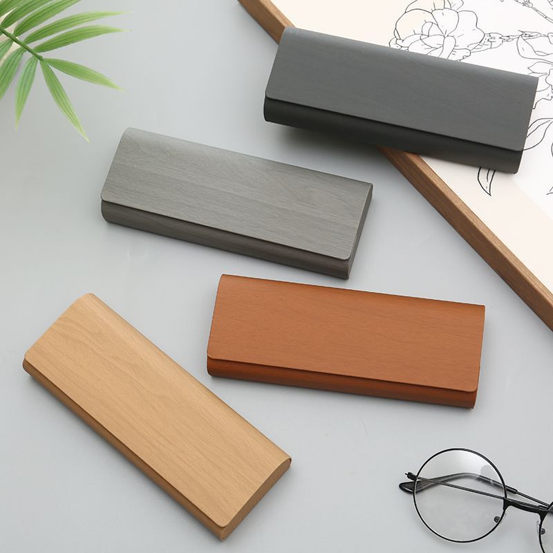 木纹色眼镜盒高级感便携防抗压轻近视复古眼睛收纳女式男