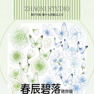 满18包邮朝夕手账春辰碧落切膜星光膜分装特材拼贴流麻手帐胶带