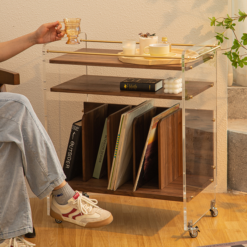 实木窄边柜置物柜小边几推车