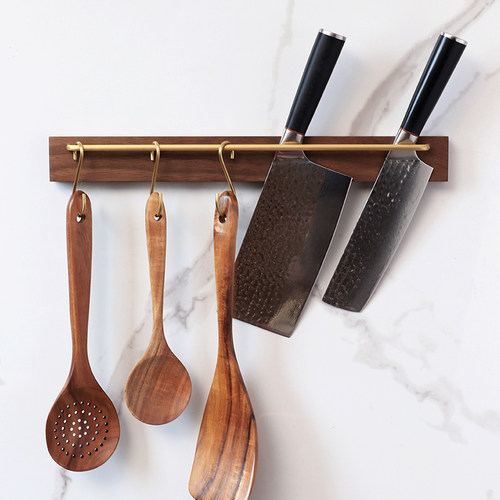 豫朴家北美黑胡桃木实木壁挂刀架