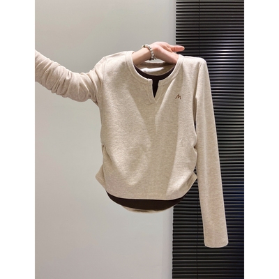 假两件秋季新款宽松百搭个性高级感显瘦内搭短款外穿打底衫上衣女