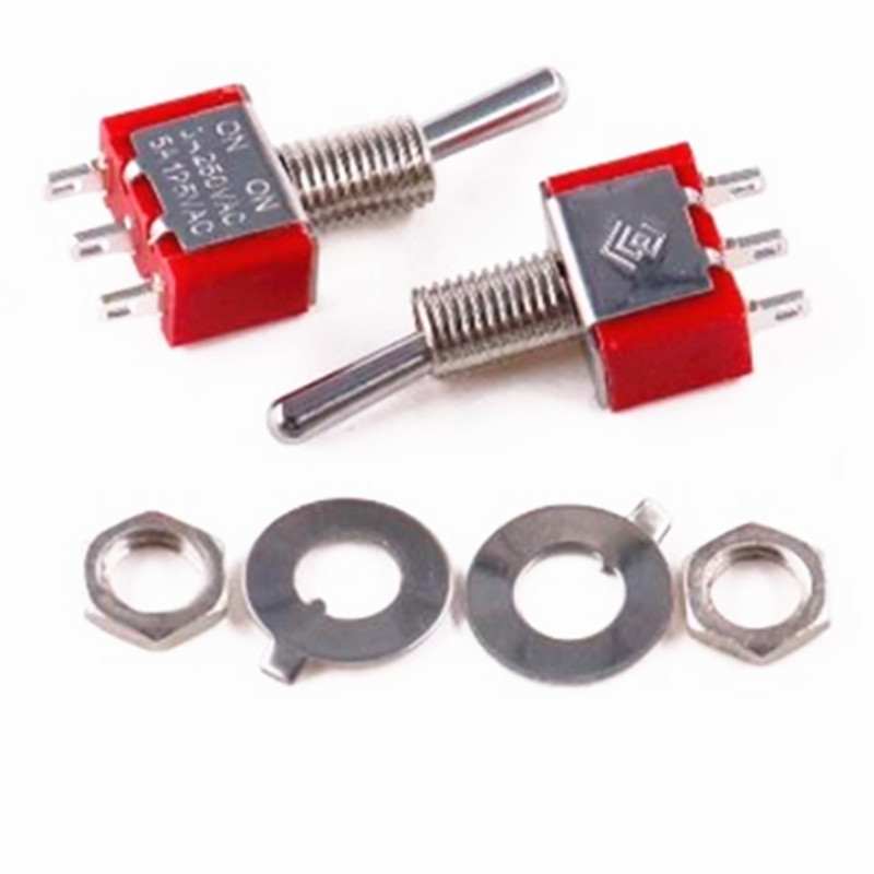 拨动开关扭摇头摇臂开关T8013-SEBQ红色钮子开关3脚2档拨动自复位