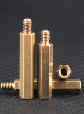 促铜六角单头柱支撑柱铜螺丝柱单通六边间隔柱机箱隔离柱M3M4M5M6