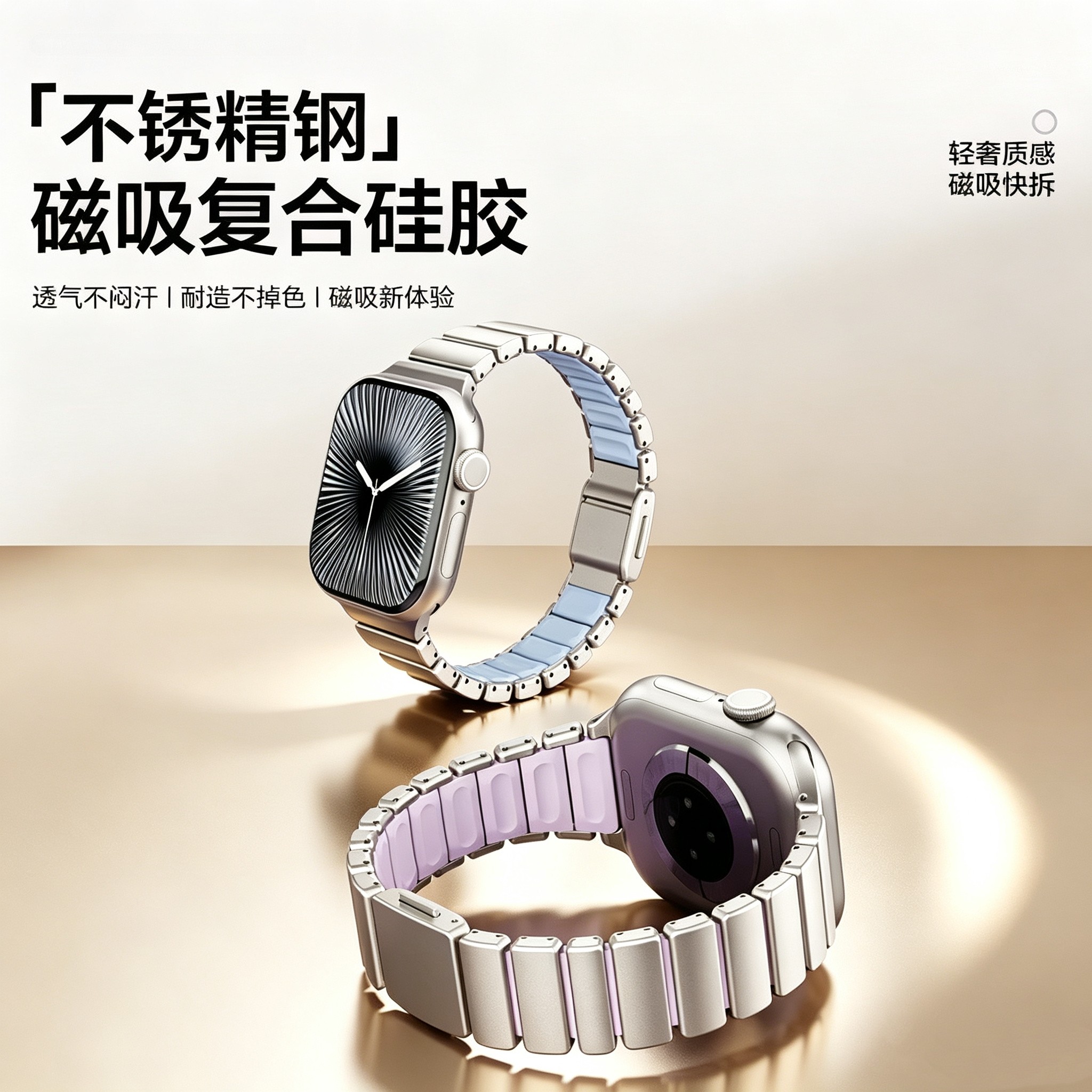 小蛮腰诺曼磁吸适用苹果s11表带iwatch手表s10s9腕带不锈钢高级感