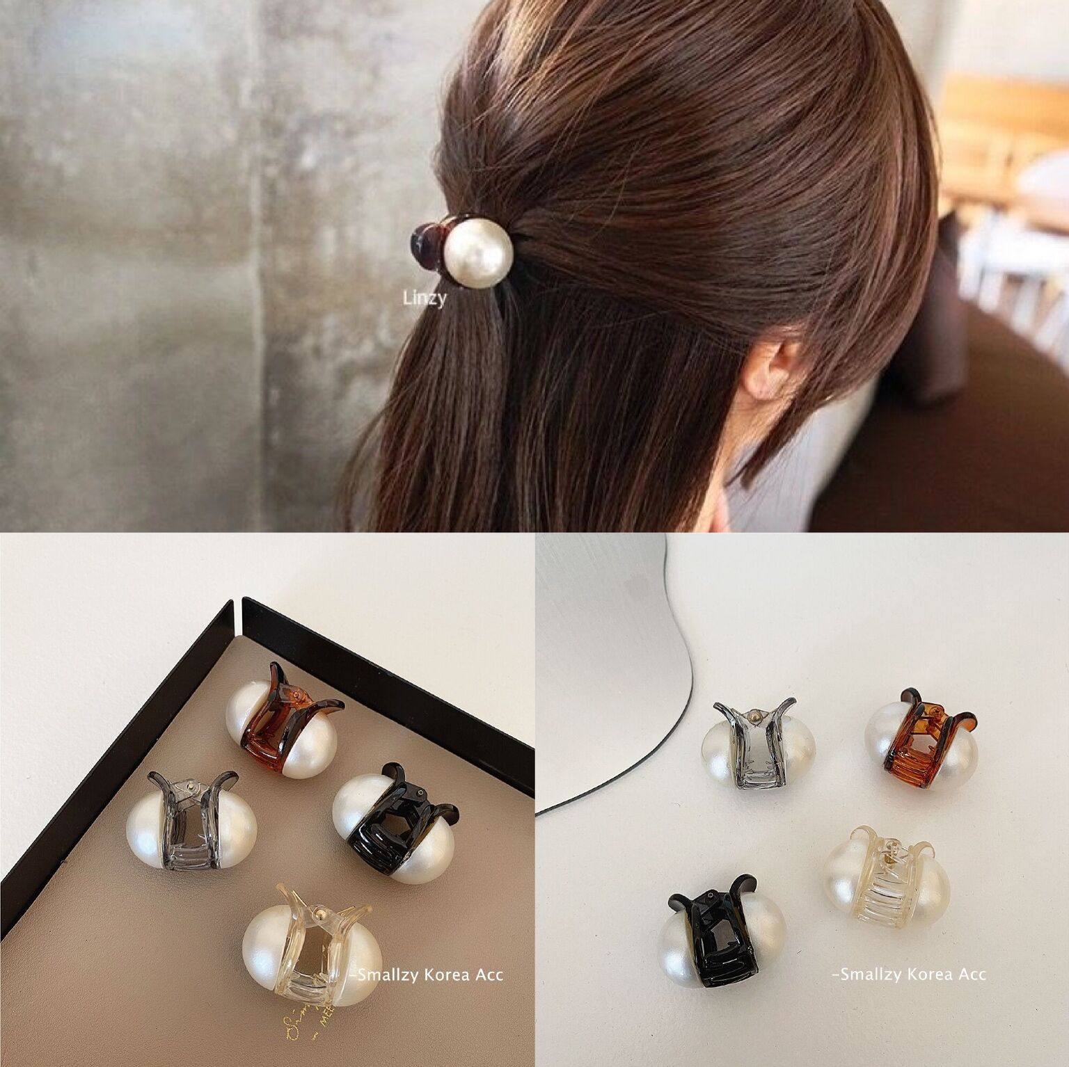 复古法式甜美亚克力优雅发夹珍珠