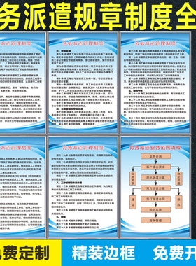 劳务派遣公司规章管理制度劳动纪律人力资源中介办证考核上墙标牌