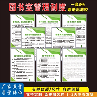 图书馆管理制度牌借阅须知书刊借还遗失损坏赔偿制度岗位职责贴图