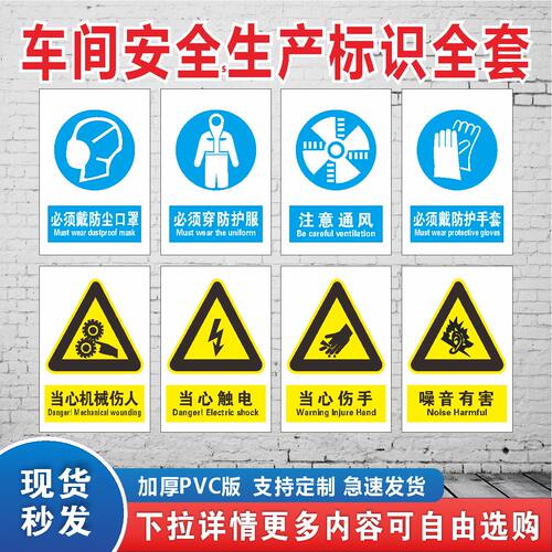车间安全标识牌穿戴防护用品标识