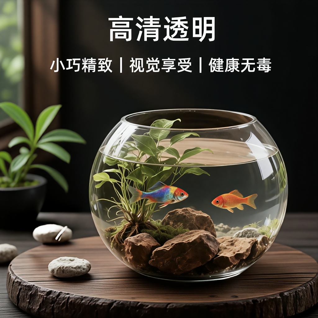 家用办公室小鱼缸加厚透明玻璃缸