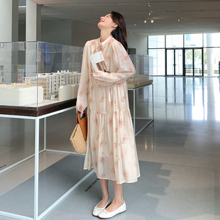 新中式国风印花盘扣连衣裙女2026年春秋季新款中长款时尚长袖裙子