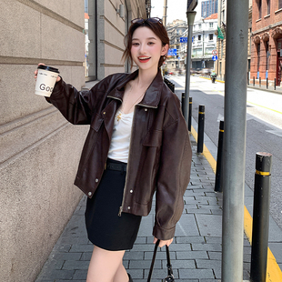 PU皮衣外套女2026春秋季新款今年流行爆款小个子短款宽松夹克上衣